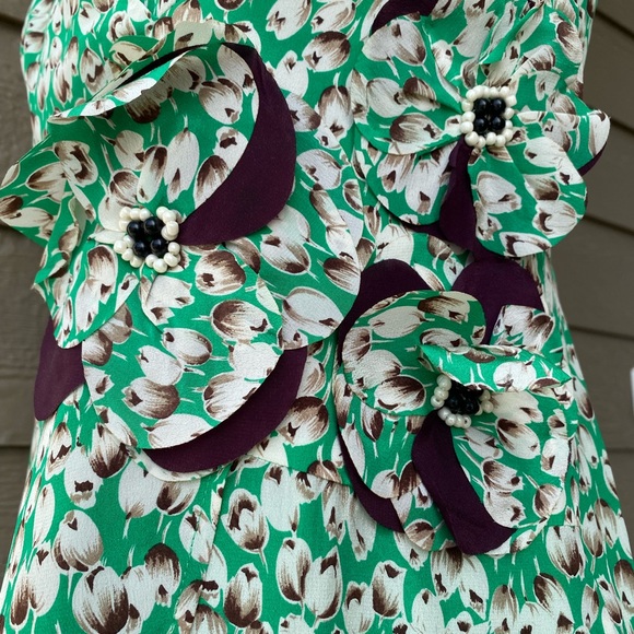 Anthropologie Moulinette Soeurs silk dress tulip floral print women’s size 6 - Picture 4 of 16